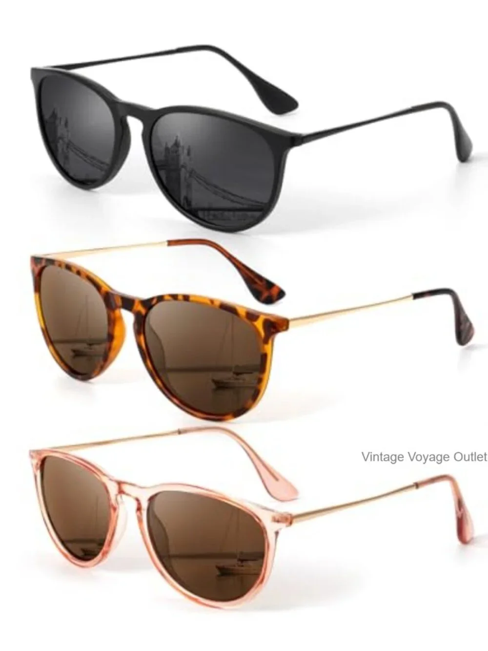 Polarized Round Sunglasses Women UV400 Retro Shades for Driving Beach Travel